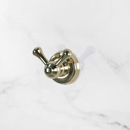 Traditional Double Robe Hook - Polished Brass