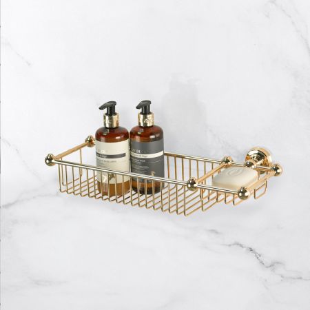 Traditional Soap & Sponge Basket - Living Brass