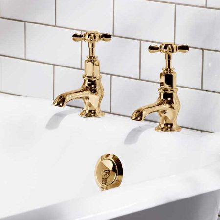 Aysgarth X Top 3/4 BSP Bath Pillar Taps Polished Brass