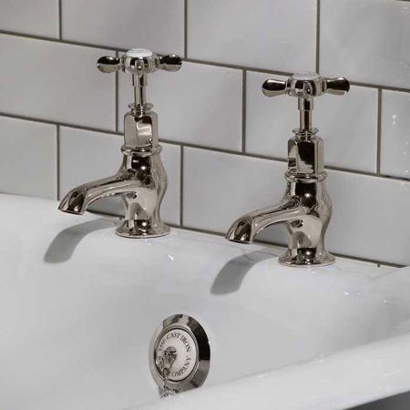 Aysgarth X Top 3/4 BSP Bath Pillar Taps Polished Nickel