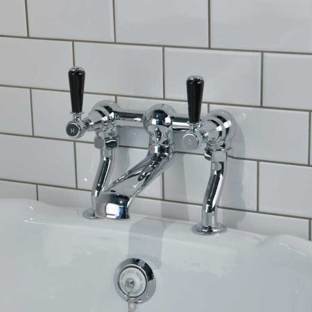 Linton Bath Filler Tap Black Lever Chrome 3/4BSP