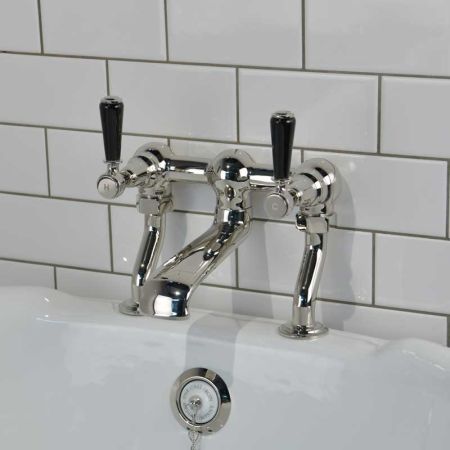 Linton Bath Filler Tap Black Lever 3/4BSP