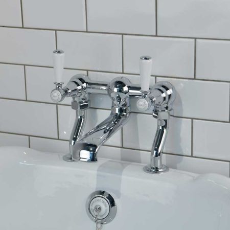 Linton Bath Filler Tap White Lever 3/4BSP