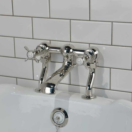 Aysgarth Bath Filler Tap X Top Polished Nickel 3/4BSP