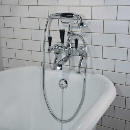 Linton Bath Shower Mixer Black Lever Chrome 3/4BSP