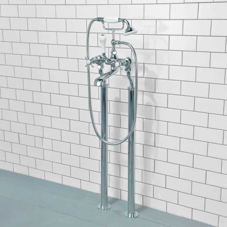 Aysgarth Bath Shower Mixer with Standpipes X-Top Lever 3/4BSP (For Baths Without Tap Holes Only)