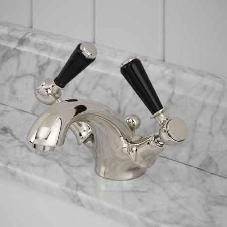 Linton Black Lever Monobloc Basin Mixer Nickel