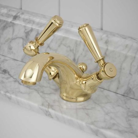 Linton Metal Lever Monobloc Basin Mixer Timeless Brass