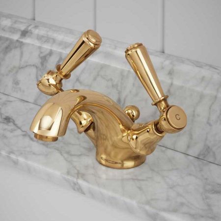 Linton Metal Lever Monobloc Basin Mixer Living Brass