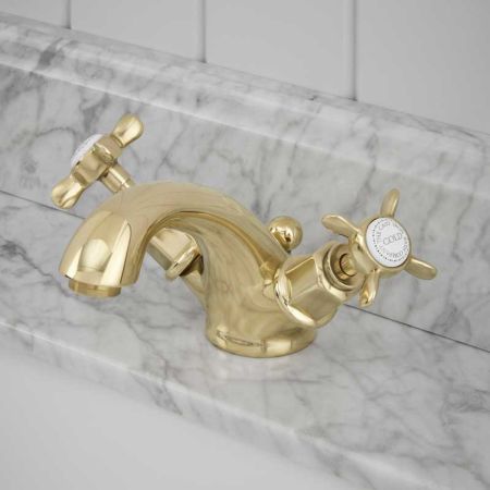 Aysgarth X Top Monobloc Basin Mixer Timeless Brass