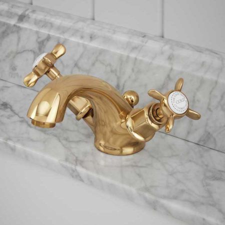 Aysgarth X Top Monobloc Basin Mixer Polished Brass