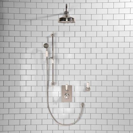 Calder Concealed Shower Valve Kit 8" or 6" Rose With Diverter White Lever
