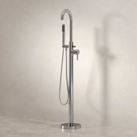 The Cast Iron Bath Company Contemporary floor mounted bath filler with hand shower - Chrome