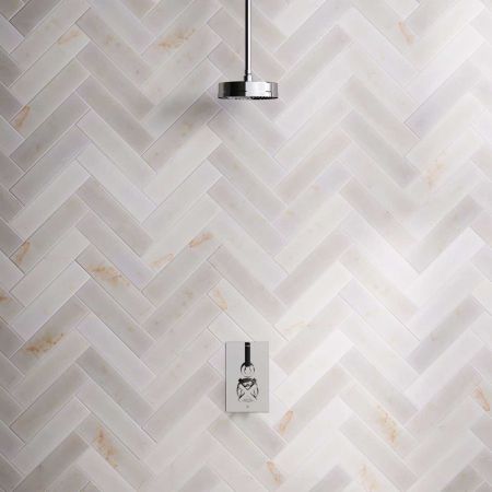 Elbe - Concealed Shower Set - Black Lever - 8" Rose - Ceiling Mounted Rose - Chrome Finish