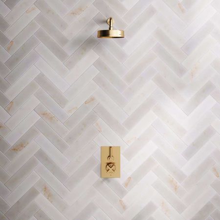 Elbe - Concealed Shower Set - Metal Lever - 8" Rose - Brushed Brass