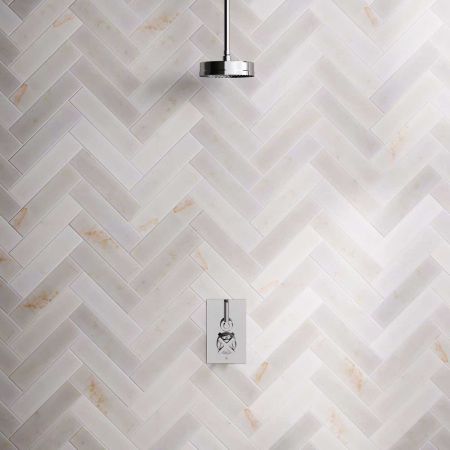 Elbe - Concealed Shower Set - Metal Lever - 8" Rose - Ceiling Mounted Rose - Chrome Finish