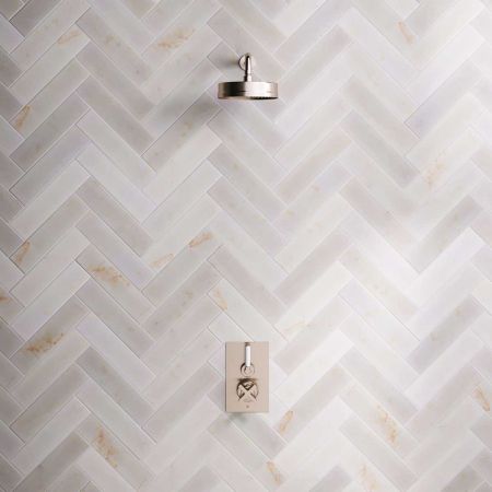 Elbe - Concealed Shower Set - White Lever - 8" Rose - Brushed Nickel