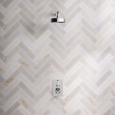 Elbe - Concealed Shower Set - White Lever - 8" Rose - Chrome