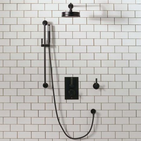 Elbe - Concealed Shower Set + Diverter - Metal Lever/Metal Lever - 8" Rose - Matt Black