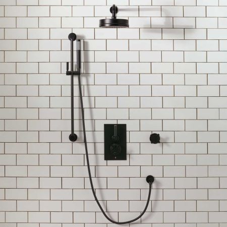 Elbe - Concealed Shower Set + Diverter - Metal Lever/X-Top - 8" Rose - Matt Black