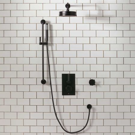 Elbe - Concealed Shower Set + Diverter - Metal Lever/X-Top - 8" Rose - Matt Black