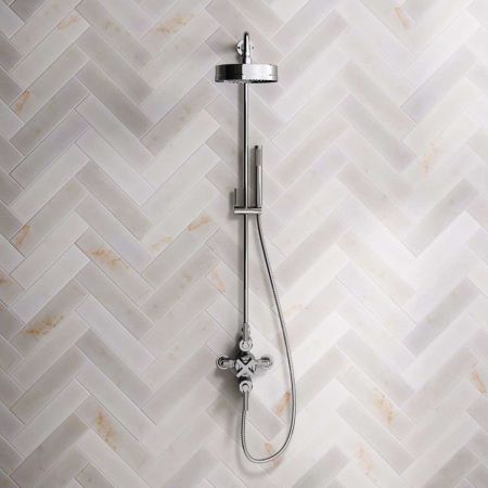 Elbe Dual Outlet Shower Kit - Exposed Valve Lever - Handshower Mounted on Riser-Rail