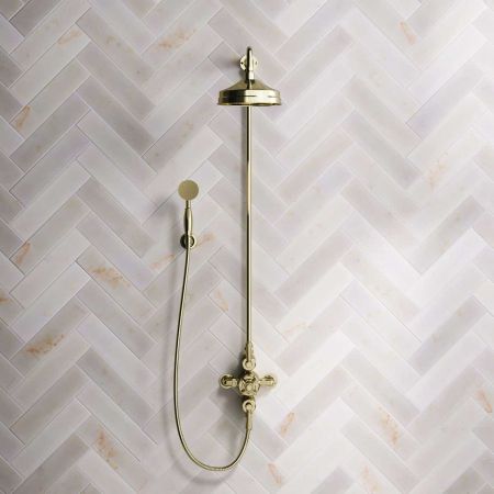 Calder Dual Outlet Shower Kit - Exposed Valve - 6 or 8 inch Rose - Metal Lever - Handshower Hook