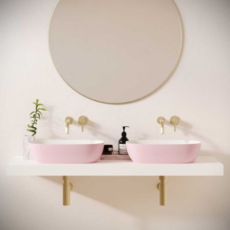 Felix Stone Countertop Basins with Vasco Double Shelf - Ice Hot Pink