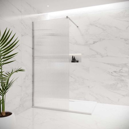Foss Reeded Walk In Shower Enclosure - Chrome