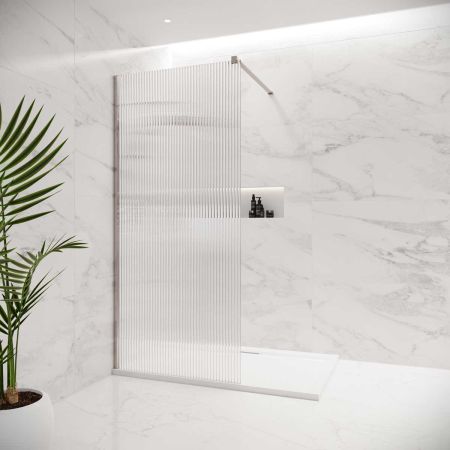 Foss Reeded Walk-in Shower Enclosure - Polished Nickel