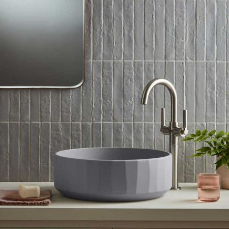 Franz Round Concrete Basin 42 Diameter - Freestanding - Cool Grey