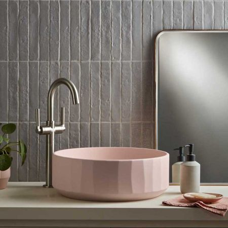 Franz Round Concrete Basin 42 Diameter - Freestanding - Blush Pink