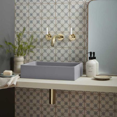 Josef Rectangular Concrete Basin 41.5x28x10 - Freestanding - Cool Grey