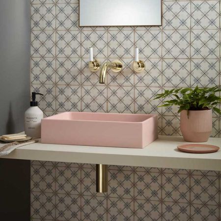 Josef Rectangular Concrete Basin - Freestanding - Blush Pink
