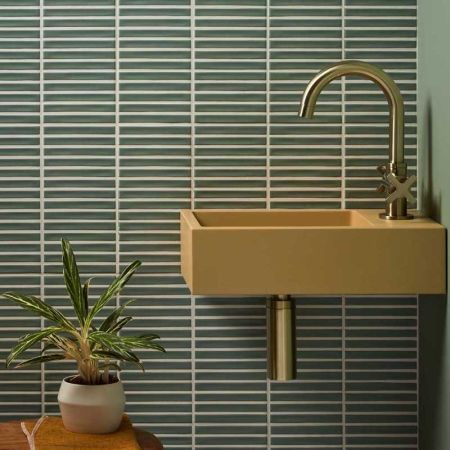 Marcel Rectangular Concrete Basin 1TH - Freestanding - Ochre Yellow