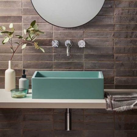 Walter Rectangular Concrete Basin - Freestanding - Seafoam Green