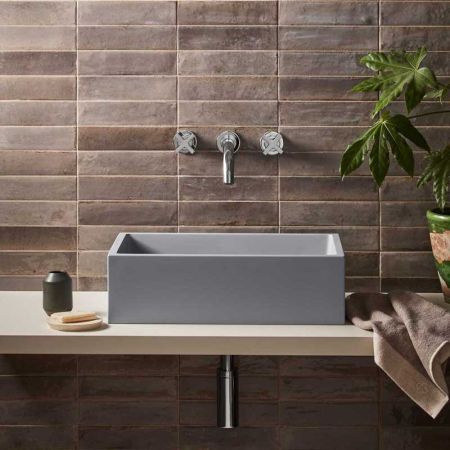 Walter Rectangular Concrete Basin - Freestanding - Cool Grey