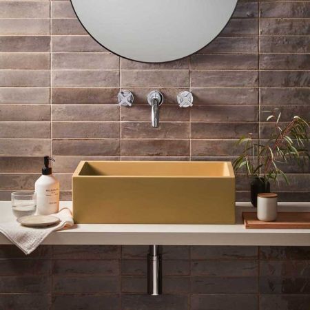 Walter Rectangular Concrete Basin - Freestanding - Ochre Yellow