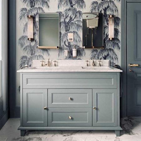 Wytham 1350mm Traditional 2 Door and Drawer Double Vanity Unit with Carrara Marble Top