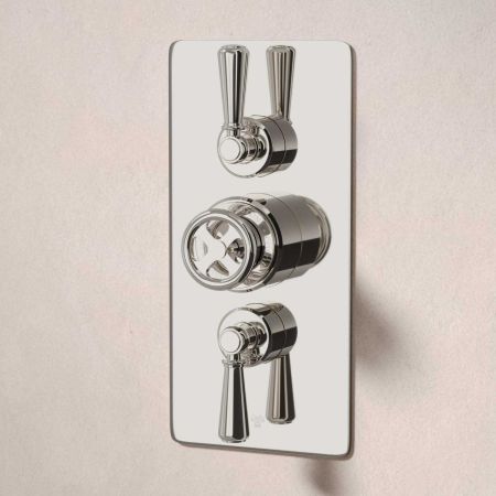Klee Dual Outlet Concealed Shower with Slider Rail, 500mm Wall Arm & 8" Rose - Metal Lever - Polished Nickel