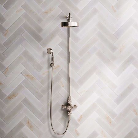 Klee Dual Outlet Exposed Shower with Rigid Riser, Hook Mount & 8" Rose - Metal Lever - Polished Nickel