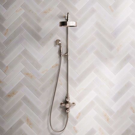Klee Dual Outlet Exposed Shower with Rigid Riser, Mounted Handshower & 8" Rose - Metal Lever -  Polished Nickel