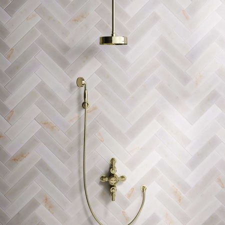 Klee Dual Outlet Semi Exposed Shower with Hook Mount, 210mm Ceiling Arm & 8" Rose - Metal Lever - Polished Nickel