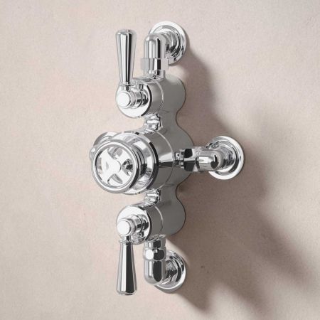 Klee Dual Outlet Semi Exposed Shower with Hook Mount, 210mm Ceiling Arm & 8" Rose - Metal Lever - Chrome