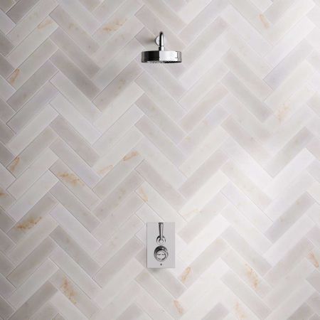 Klee Single Outlet Concealed Shower with 500mm Wall Arm & 8" Rose - Metal Lever - Chrome