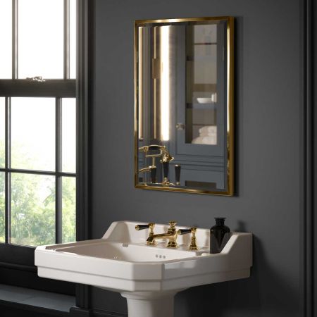 Traditional Collection Fixed 18" x 24" Rectangular Mirror - Timeless Brass