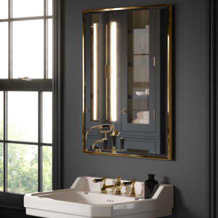 Traditional Collection Fixed 24" x 30" Rectangular Mirror - Living Brass