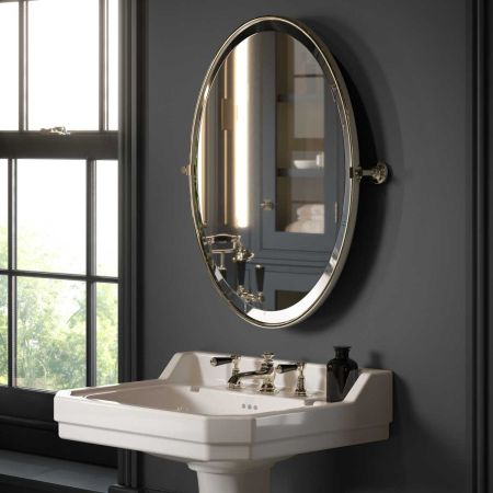 Traditional Collection Hinged Oval Mirror - Polished Nickel