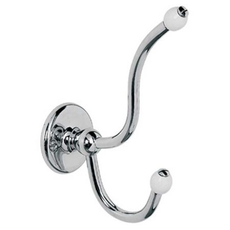 Lefroy Brooks Classic Double Robe Hook With Ceramic Acorn LB4511
