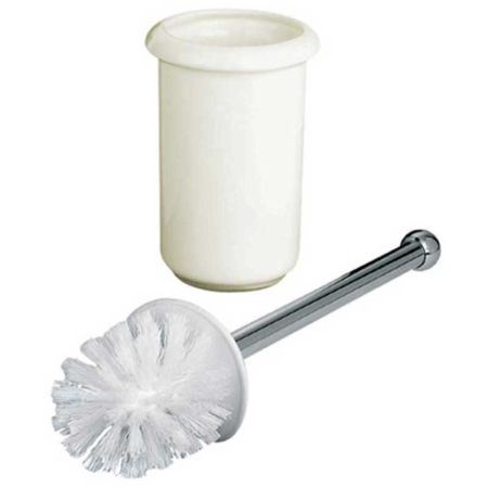 Lefroy Brooks Classic Freestanding Ceramic Pot & Brush With Brass Cover Plate LB4504